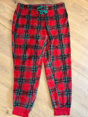 Secret Treasures Red Plaid Pajama Pants with Green Drawstring